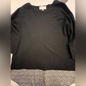 PAPPAGALLO WOMEN’S “THE LENA” SWEATER
BLACK w/BLACK & WHITE PATTERNED HEM MEDIUM
